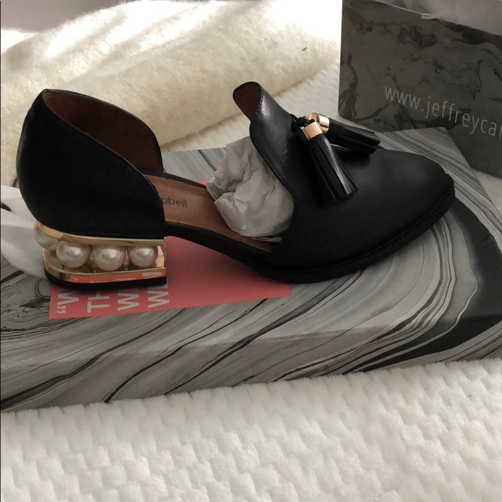 Jeffery Campbell black loafers with pearl heel